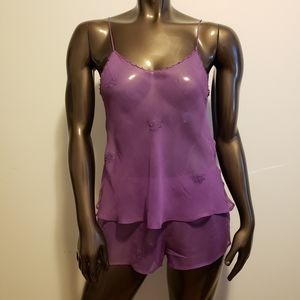 Vanites 2 Piece Silk Lingerie Set Sz Med